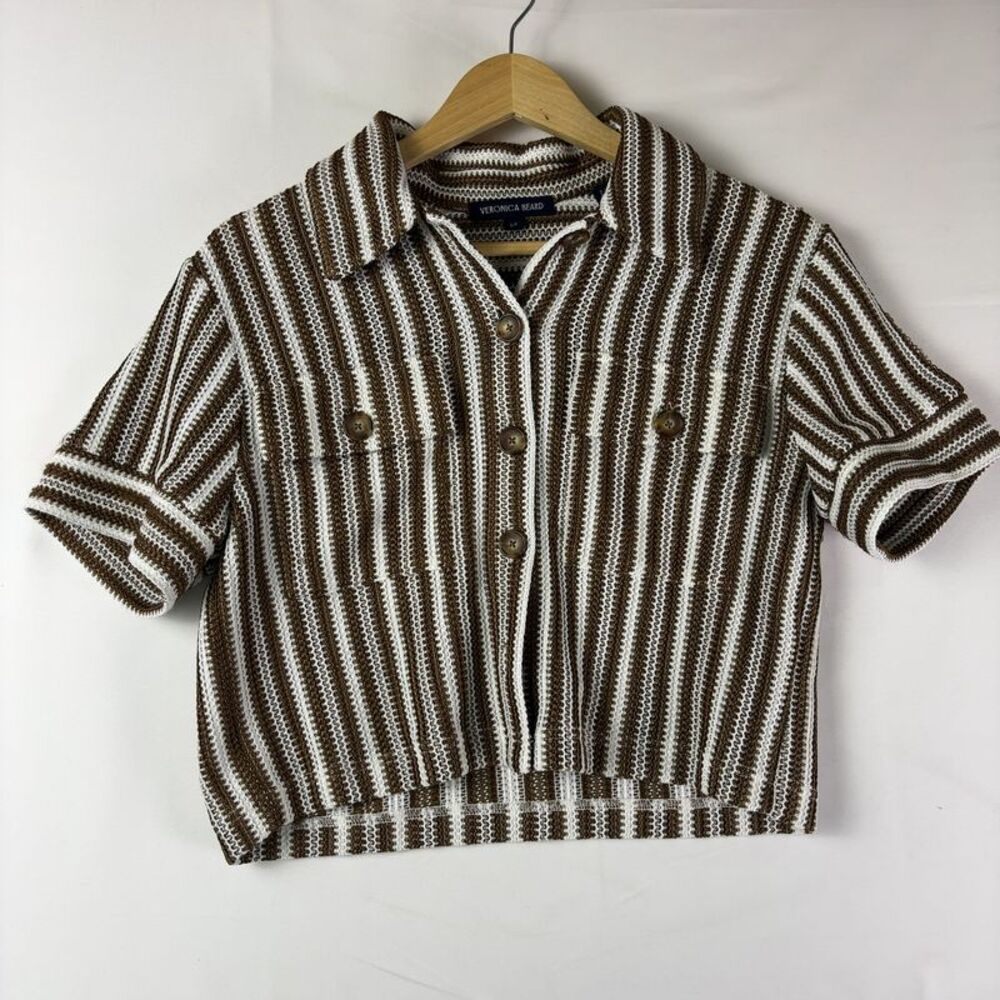 Veronica Beard Knit Striped Shirt Top